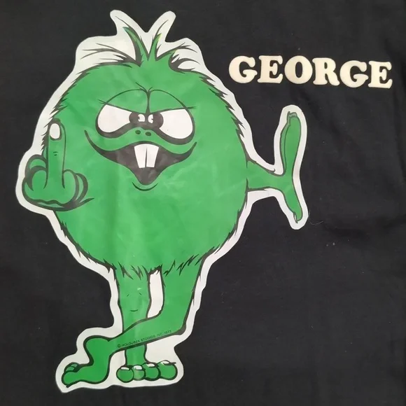 Vintage Rare 1973 Holoubek Studios Inc Green Monster Middle Finger Tshirt